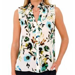 NEW GO BY GO SILK spring soiree blouse in ricepaper flora
